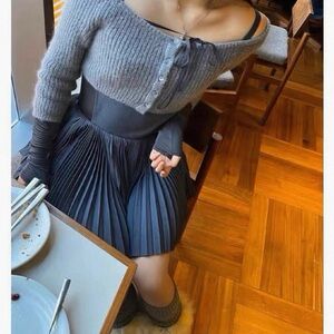 Pehrt Ballet Crop Knit Cardigan, Grey